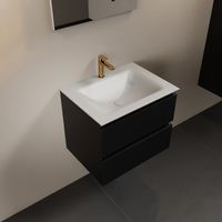 MONDIAZ AIVY 60cm badmeubel Urban, wastafel Talc solid surface midden 1 kraangat met spiegel (AI-351111TALC-SI - AI-M60URMI - AI-S60X70) - thumbnail