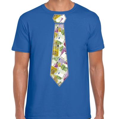 Cadeau T-shirt voor heren - geld stropdas - blauw - verjaardag
