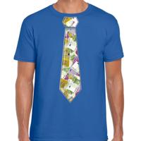 Cadeau T-shirt voor heren - geld stropdas - blauw - verjaardag