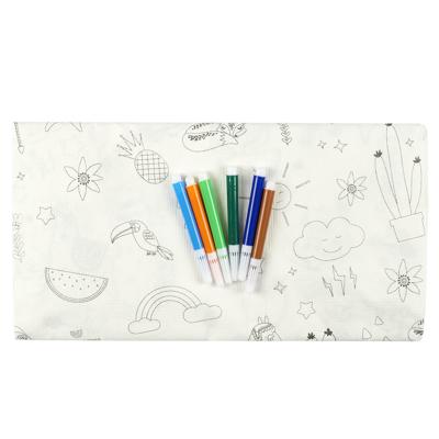 Inkleurbaar tafelkleed voor kinderen - papier - incl. stiften blauw/groen - 180 x 120 cm - feest taf