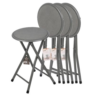 Urban Living Bijzet krukje - 4x - donkergrijs - metaal - 30 x 45 cm - inklapbaar - woonaccessoires