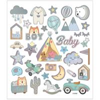 Creativ Company Stickers, baby boy, vel 15x16,5 cm, ca. 32 stuk, 1 vel