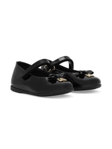 Dolce & Gabbana Kids ballerines en cuir verni à logo DG - Noir