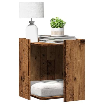 VidaXL Kattenbakkast 42x42x51 cm bewerkt hout oud houtkleurig