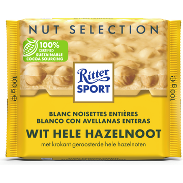 Ritter Sport Wit Hele Hazelnoot 100 g bij Jumbo