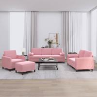 4-delige Loungeset met kussens fluweel roze