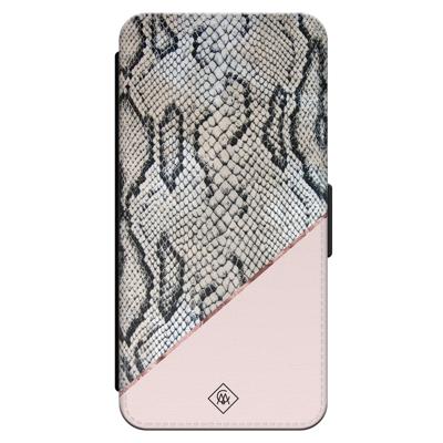 iPhone 16 flipcase - Snake print roze