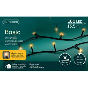 Kerstverlichting - 180 leds - klassiek warm wit -1350 cm - zwart snoer -timer en dimmer