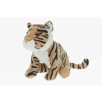 Pluche tijger knuffel bruin 23 cm speelgoed knuffeldier - thumbnail