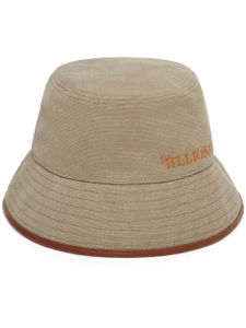 Billionaire logo-embroidered canvas bucket hat - Tons neutres