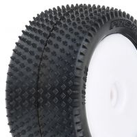 Proline Pin Tires, Rear, Mounted, White (2): Mini-B - thumbnail