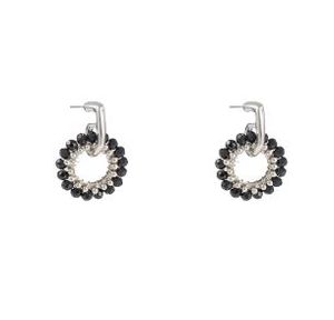 Day&Eve Oorbellen Small Beads Black Circle Zilver