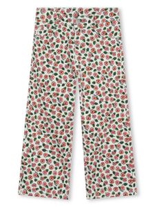 Kenzo Kids pantalon court en coton mélangé à fleurs - Blanc