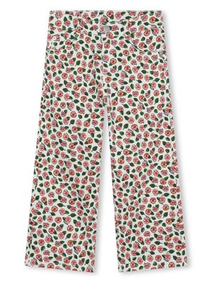 Kenzo Kids pantalon court en coton mélangé à fleurs - Blanc
