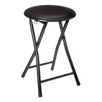 Bijzet krukje/stoel - Opvouwbaar - zwart/zwart - 46 cm - Krukjes - thumbnail