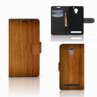 Lenovo C2 Power Book Style Case Donker Hout - thumbnail