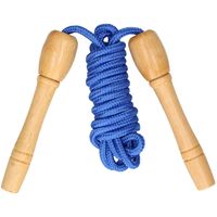 Springtouw speelgoed met houten handvat - blauw - 240 cm - buitenspeelgoed   - - thumbnail