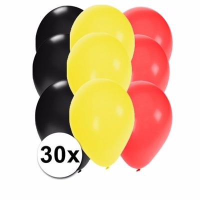 30x stuks Ballonnen - in Belgische kleuren - versiering - feestartikelen