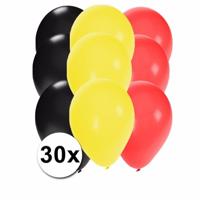 30x stuks Ballonnen - in Belgische kleuren - versiering - feestartikelen