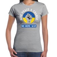 Protest T-shirt voor dames - Oekraine - give peace a chance, no more war - grijs - vrede - thumbnail