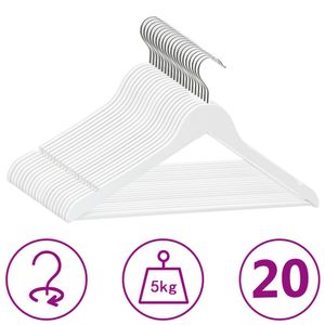 VidaXL 20-delige kledinghangerset anti-slip hardhout wit