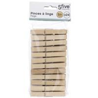 5five Wasknijpers - 96x stuks - hout - naturel - 9 cm - Was ophangen - Was knijpers