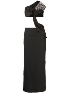 Christopher Esber robe longue à franges - Gris