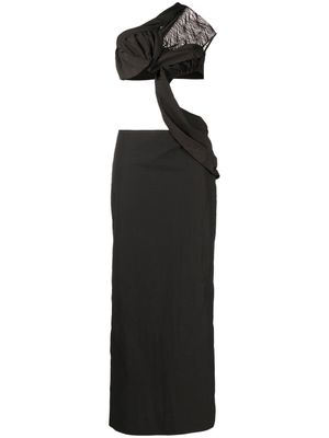 Christopher Esber robe longue à franges - Gris