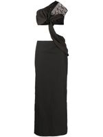 Christopher Esber robe longue à franges - Gris