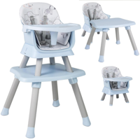 6-in-1 Kinderstoel Hoge Stoel & Eetstoel & Leer Tafel Babystoel Combi Hoge Stoel Blauw