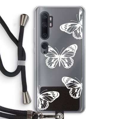White butterfly: Xiaomi Mi Note 10 Pro Transparant Hoesje met koord