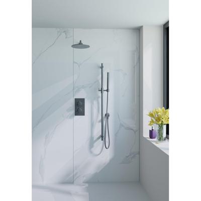 Fortifura Calvi Inbouw Regendoucheset - thermostatisch - wandarm - glijstang - 25cm hoofddouche - staaf handdouche - metalen doucheslang - geborsteld Gunmetal PVD SW720563/SW720556/SW1159495/SW706207/SW767491/SW11