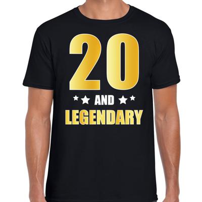 20 and legendary verjaardag cadeau t-shirt - zwart - gouden letters - heren - 20 jaar geworden