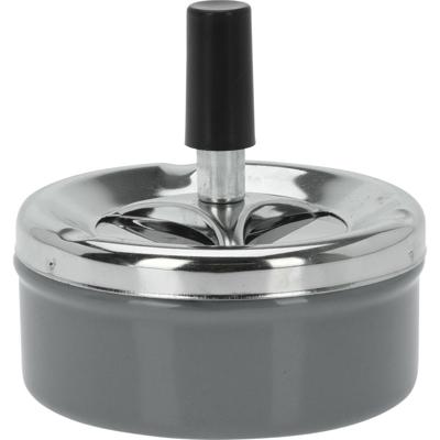 Excellent Houseware Druk en draai tafel asbak - metaal - antraciet - chrome Excellent Houseware Druk en draai tafel asbak - metaal - antraciet - chrome
