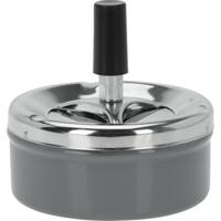 Excellent Houseware Druk en draai tafel asbak - metaal - antraciet - chrome