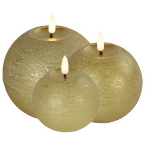 LED bolkaarsen/kaarsen - set van 3x st - goud - warm wit licht