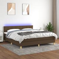 Boxspring met matras en LED stof donkerbruin 160x200 cm