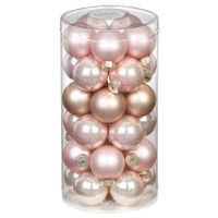 60x stuks kleine glazen kerstballen parel roze 4 cm - thumbnail