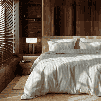 Dekbedovertrek Katoen-Satijn - Satijnstreep - Lits-Jumeaux (240x220 Cm) - Wit Katoen-satijn - Strepen & Hotel Luxe - Presence - Dekbed-Discounter.nl