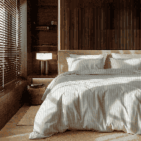 Dekbedovertrek Katoen-Satijn - Satijnstreep - Lits-Jumeaux (240x220 Cm) - Wit Katoen-satijn - Strepen & Hotel Luxe - Presence - Dekbed-Discounter.nl