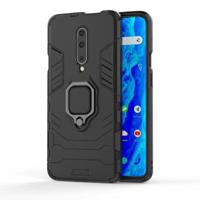 PC + TPU schokbestendige beschermhoes voor OnePlus 7 Pro met magnetische ring houder (zwart)