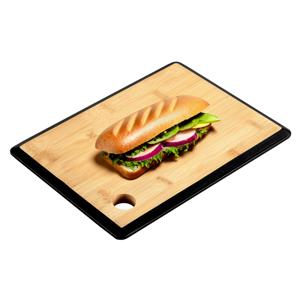 Keuken voedsel bereiden snijplank - 27 x 19 cm - bamboe hout - zwarte rand