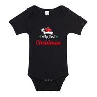 My first Christmas Kerst romper zwart voor babys - thumbnail