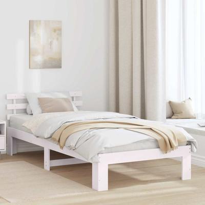 Bedframe met hoofdeinde Wit 90 x 190 cm Massief grenenhout
