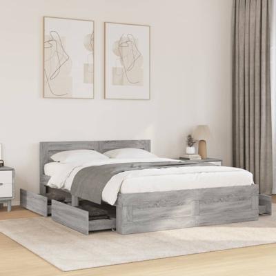 Bedframe met hoofdeinde grijs sonoma eiken 120x190 cm