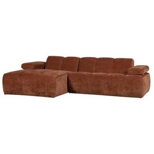 WOOOD Mojo Chaise Longue Links - Geweven Ribstof - Roestbruin