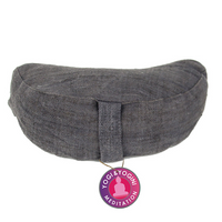 Meditatiekussen grijs hennep halve maan - 33x13 - Boekweit - Katoen - Hennep - Grijs - M - thumbnail