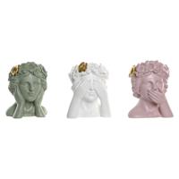 Grondlegger Home ESPRIT Wit Groen Roze Gouden Hars Stads 16,5 X 16,5 X 20,5 cm (3 Stuks)