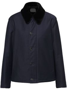 Prada veste à col en peau lainée - Bleu