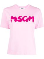 MSGM t-shirt en coton à logo imprimé - Rose - thumbnail